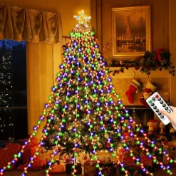Waterfall String Light 198 Leds USB Flowing Water Light 9 Strip 2 meters 8 Lighting Modes with Remote Control Waterproof Suitable for Party Bedroom Wall Flashing Indoor Outdoor Decoration