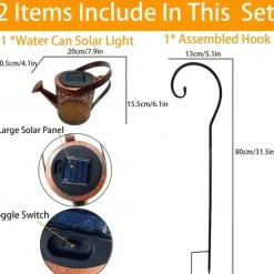 Watering Can Solar Lights Waterproof Copper Lights 36 LEDs for Outdoor Pathway Backyard Deck Lawn Patio Walkway 2 Modes Light Control