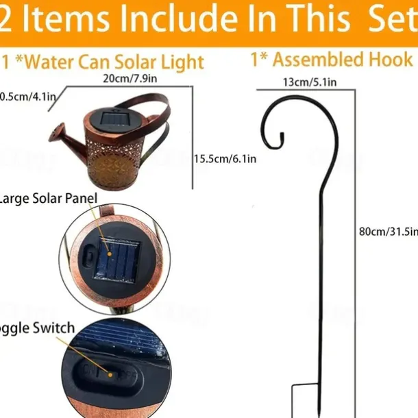 Watering Can Solar Lights Waterproof Copper Lights 36 LEDs for Outdoor Pathway Backyard Deck Lawn Patio Walkway 2 Modes Light Control