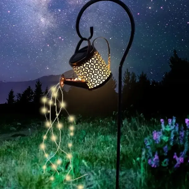 Watering Can Solar Lights Waterproof Copper Lights 36 LEDs for Outdoor Pathway Backyard Deck Lawn Patio Walkway 2 Modes Light Control