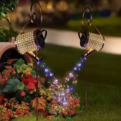 Watering Can Solar Lights Waterproof Copper Lights 36 LEDs for Outdoor Pathway Backyard Deck Lawn Patio Walkway 2 Modes Light Control