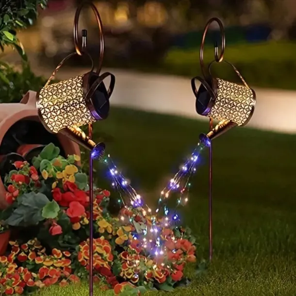 Watering Can Solar Lights Waterproof Copper Lights 36 LEDs for Outdoor Pathway Backyard Deck Lawn Patio Walkway 2 Modes Light Control