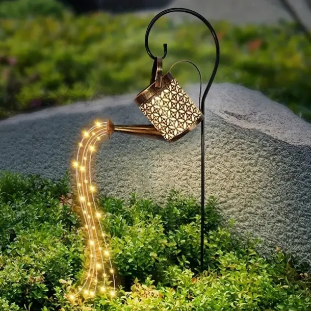 Watering Can Solar Lights Waterproof Copper Lights 36 LEDs for Outdoor Pathway Backyard Deck Lawn Patio Walkway 2 Modes Light Control