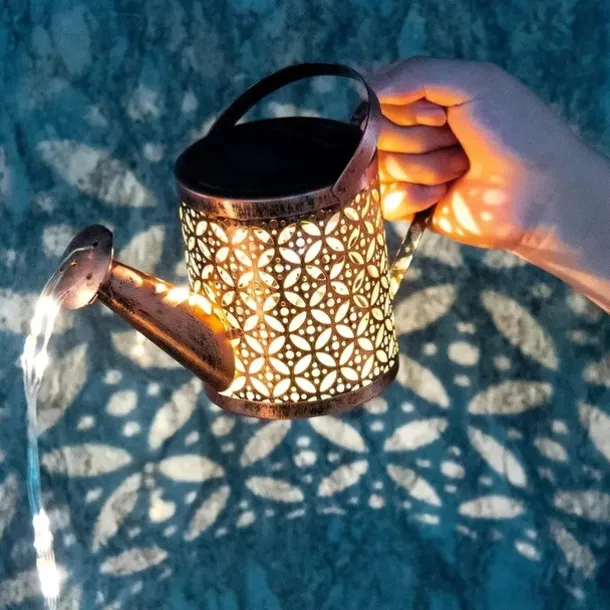 Watering Can Solar Lights Waterproof Copper Lights 36 LEDs for Outdoor Pathway Backyard Deck Lawn Patio Walkway 2 Modes Light Control