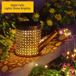 Watering Can Solar Lights Waterproof Copper Lights 36 LEDs for Outdoor Pathway Backyard Deck Lawn Patio Walkway 2 Modes Light Control