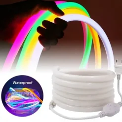 Waterproof 360 Round Neon Led Light Strip Tube Flexible Rope Lights Pool Light Strip Holiday Home Decoration for Indoors Outdoors DIY Decor 100~240V