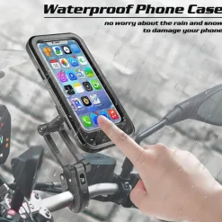Waterproof Bike Phone Mount Cell Phone Holder for Motorcycle - Bike Handlebars 360 Adjustable Universal Motorcycle Phone Mount Bike Phone Holder with TPU Touch-Screen