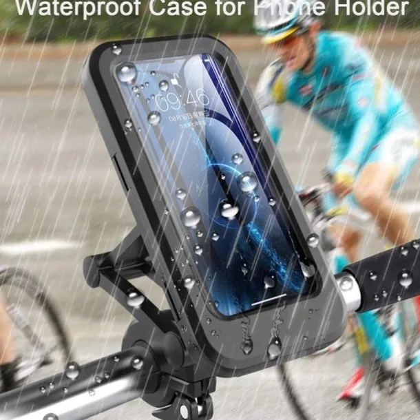 Waterproof Bike Phone Mount Cell Phone Holder for Motorcycle - Bike Handlebars 360 Adjustable Universal Motorcycle Phone Mount Bike Phone Holder with TPU Touch-Screen