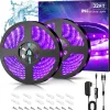 Waterproof Black UV Strip Light, IP65 Purple LED Black Light Fixture Kit 600 LED Light Strips with 12V Power Supply for Outdoor and Indoor Halloween Luminous Neon Lights Party Cabinets Posters Boats