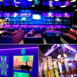 Waterproof Black UV Strip Light, IP65 Purple LED Black Light Fixture Kit 600 LED Light Strips with 12V Power Supply for Outdoor and Indoor Halloween Luminous Neon Lights Party Cabinets Posters Boats