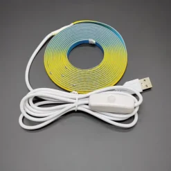 Waterproof COB USB 5V LED Strip Light, High Gloss LED Soft Flexiable Strip Light with USB Switch 3.28-16 ft (1-5M) 480 LED/Meter Waterproof Flexible Self-adhesive Safety Tape Light Suitable for Kitchen Garage TV Wall and Home DIY Lighting