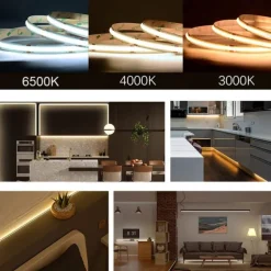 Waterproof COB USB 5V LED Strip Light, High Gloss LED Soft Flexiable Strip Light with USB Switch 3.28-16 ft (1-5M) 480 LED/Meter Waterproof Flexible Self-adhesive Safety Tape Light Suitable for Kitchen Garage TV Wall and Home DIY Lighting
