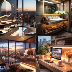 Waterproof COB USB 5V LED Strip Light, High Gloss LED Soft Flexiable Strip Light with USB Switch 3.28-16 ft (1-5M) 480 LED/Meter Waterproof Flexible Self-adhesive Safety Tape Light Suitable for Kitchen Garage TV Wall and Home DIY Lighting