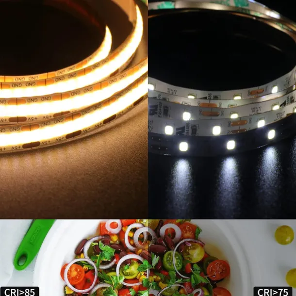 Waterproof COB USB 5V LED Strip Light, High Gloss LED Soft Flexiable Strip Light with USB Switch 3.28-16 ft (1-5M) 480 LED/Meter Waterproof Flexible Self-adhesive Safety Tape Light Suitable for Kitchen Garage TV Wall and Home DIY Lighting