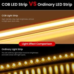 Waterproof Flexiable COB LED Strip with Switch Pool Light Strip 220V EU UK Power Plug 288LEDs/M High Density Self-adhesive COB LED Strp 1/2/3/4/5m