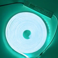 Waterproof Flexible LED Neon Strip Light with Power 12V Outdoor Silicone Rope 5 m 16.4 ft 600 SMD Pool Light Strip Suitable for Signature Bar Home Kitchen Bedroom Party Christmas Decorations