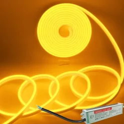 Waterproof Flexible LED Neon Strip Light with Power 12V Outdoor Silicone Rope 5 m 16.4 ft 600 SMD Pool Light Strip Suitable for Signature Bar Home Kitchen Bedroom Party Christmas Decorations