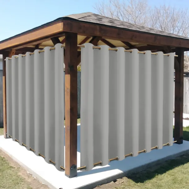 Waterproof Indoor Outdoor Curtains, Windproof Outdoor Canvas Curtains Top and Bottom Grommet, Outside Drapes for Patio Porch Pergola Arbor Lanai Gazebo Yard