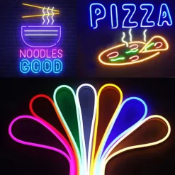 Waterproof LED Neon Flexible Strip Rope Light, Pool Light Strip SMD2835 120LED/M with Power Plug RGB Color Changing 8x16mm 5m 10m 20m 220V