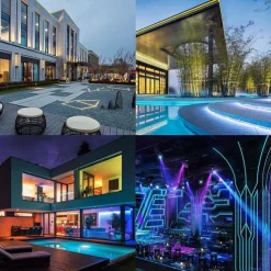 Waterproof LED Neon Flexible Strip Rope Light, Pool Light Strip SMD2835 120LED/M with Power Plug RGB Color Changing 8x16mm 5m 10m 20m 220V