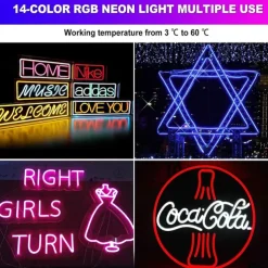 Waterproof LED Neon Flexible Strip Rope Light, Pool Light Strip SMD2835 120LED/M with Power Plug RGB Color Changing 8x16mm 5m 10m 20m 220V