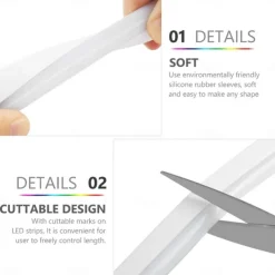 Waterproof LED Neon Flexible Strip Rope Light, Pool Light Strip SMD2835 120LED/M with Power Plug RGB Color Changing 8x16mm 5m 10m 20m 220V