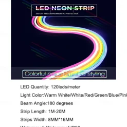 Waterproof LED Neon Tube 30M 25M 20M 15M 10M 5M 3M 2M 1M AC 220V-240V SMD 2835 Flexible Neon Strip Single Color for Outdoor Decorative Lighting