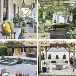 Waterproof Outdoor Curtain Privacy, Double Grommet(Top and Bottom) Sliding Patio Curtain Farmhouse Drapes, Pergola Curtains Grommet For Gazebo, Balcony, Porch, Party, Hotel, 1 Panel