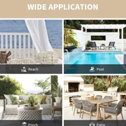 Waterproof Outdoor Curtain Privacy, Double Grommet(Top and Bottom) Sliding Patio Curtain Farmhouse Drapes, Pergola Curtains Grommet For Gazebo, Balcony, Porch, Party, Hotel, 1 Panel