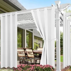 Waterproof Outdoor Curtain Privacy, Double Grommet(Top and Bottom) Sliding Patio Curtain Farmhouse Drapes, Pergola Curtains Grommet For Gazebo, Balcony, Porch, Party, Hotel, 1 Panel