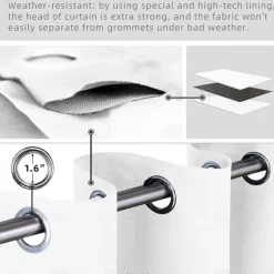 Waterproof Outdoor Curtain Privacy, Double Grommet(Top and Bottom) Sliding Patio Curtain Farmhouse Drapes, Pergola Curtains Grommet For Gazebo, Balcony, Porch, Party, Hotel, 1 Panel