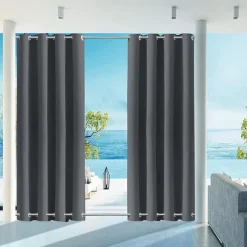 Waterproof Outdoor Curtain Privacy, Double Grommet(Top and Bottom) Sliding Patio Curtain Farmhouse Drapes, Pergola Curtains Grommet For Gazebo, Balcony, Porch, Party, Hotel, 1 Panel