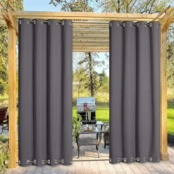 Waterproof Outdoor Curtain Privacy, Double Grommet(Top and Bottom) Sliding Patio Curtain Farmhouse Drapes, Pergola Curtains Grommet For Gazebo, Balcony, Porch, Party, Hotel, 1 Panel