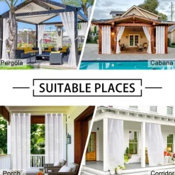 Waterproof Outdoor Curtain Privacy, Outdoor Shades, Sliding Patio Curtain Drapes, Pergola Curtains Grommet Forest For Gazebo, Balcony, Porch, Party