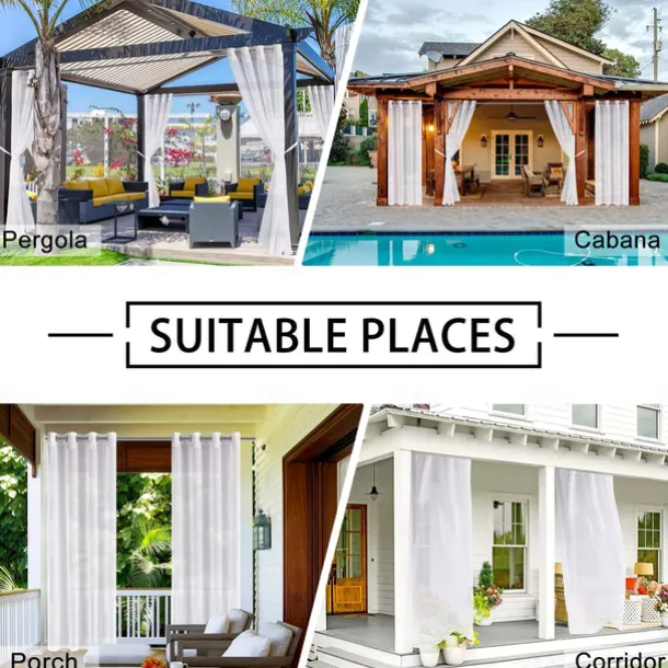 Waterproof Outdoor Curtain Privacy, Outdoor Shades, Sliding Patio Curtain Drapes, Pergola Curtains Grommet Forest For Gazebo, Balcony, Porch, Party