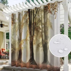 Waterproof Outdoor Curtain Privacy, Sliding Patio Beach Curtain Drapes , Pergola Curtains Grommet For Gazebo, Balcony, Porch, Party, Hotel, 1 Panel