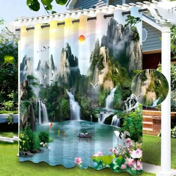 Waterproof Outdoor Curtain Privacy, Sliding Patio Beach Curtain Drapes , Pergola Curtains Grommet For Gazebo, Balcony, Porch, Party, Hotel, 1 Panel