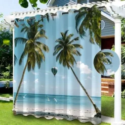 Waterproof Outdoor Curtain Privacy, Sliding Patio Beach Curtain Drapes , Pergola Curtains Grommet For Gazebo, Balcony, Porch, Party, Hotel, 1 Panel