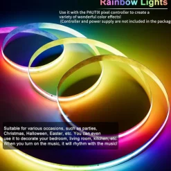 Waterproof RGB COB Strip Light 16ft 5M Smart IC Flexible DC24V LED Tape Light WS2811 Addressable RGB with RF Controller or WIFI Controller Suitable Party Home Office DIY Lighting Projects