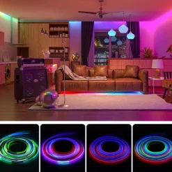 Waterproof RGB COB Strip Light 16ft 5M Smart IC Flexible DC24V LED Tape Light WS2811 Addressable RGB with RF Controller or WIFI Controller Suitable Party Home Office DIY Lighting Projects
