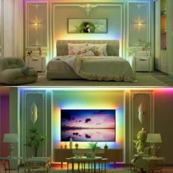 Waterproof RGB COB Strip Light 16ft 5M Smart IC Flexible DC24V LED Tape Light WS2811 Addressable RGB with RF Controller or WIFI Controller Suitable Party Home Office DIY Lighting Projects