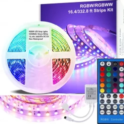Waterproof RGBWW LED Light Strip 5050 LED, 16.4FT/33FT Flexible LED Tape Light with WIFI APP Control, RGBW Lights for Bedroom, Christmas & Party Decor
