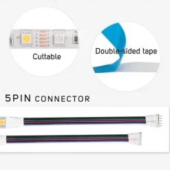 Waterproof RGBWW LED Light Strip 5050 LED, 16.4FT/33FT Flexible LED Tape Light with WIFI APP Control, RGBW Lights for Bedroom, Christmas & Party Decor