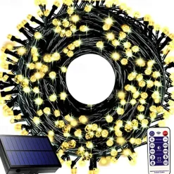 Waterproof Solar Christmas Lights - 30-100M, 300-800 LED String Lights with Remote & 8 Modes for Xmas Tree & Garden Decor Window Decoration