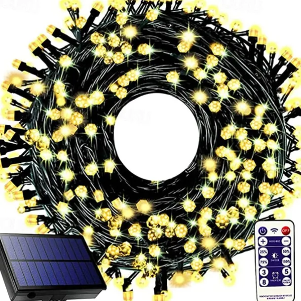 Waterproof Solar Christmas Lights - 30-100M, 300-800 LED String Lights with Remote & 8 Modes for Xmas Tree & Garden Decor Window Decoration