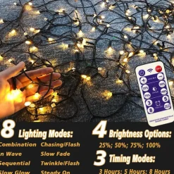 Waterproof Solar Christmas Lights - 30-100M, 300-800 LED String Lights with Remote & 8 Modes for Xmas Tree & Garden Decor Window Decoration