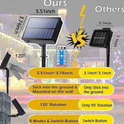 Waterproof Solar Christmas Lights - 30-100M, 300-800 LED String Lights with Remote & 8 Modes for Xmas Tree & Garden Decor Window Decoration