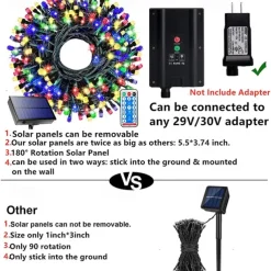 Waterproof Solar Christmas Lights - 30-100M, 300-800 LED String Lights with Remote & 8 Modes for Xmas Tree & Garden Decor Window Decoration