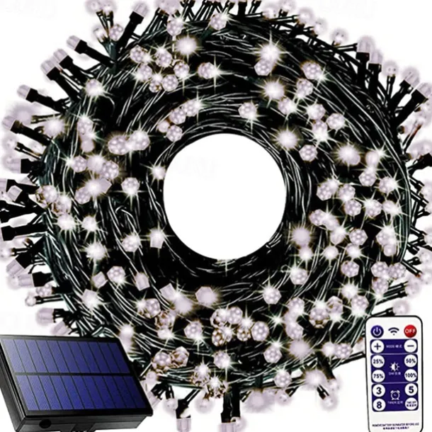 Waterproof Solar Christmas Lights - 30-100M, 300-800 LED String Lights with Remote & 8 Modes for Xmas Tree & Garden Decor Window Decoration