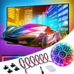 Waterproof USB LED Strip Lights RGB Color Changing 3.28-15FT Battery Powered LED Strip Lights Flexible Battery Operated LED Lights with 3 Keys IR Controller for Bedroom Desk Home Room TV Camping and DIY Decor
